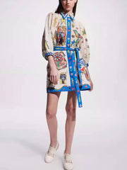 Temperament Peplum Printed Cardigan Dress Newgew Dresses