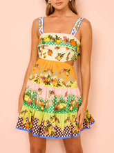 Summer MulticolorLemon Preated Hem Mini Dress Newgew Dresses