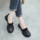 Women Retro Soft Cowhide Solid Flat Loafers Newgew Shoes