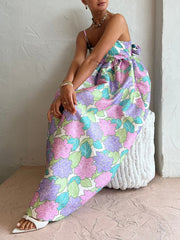 Beautiful Temperament Printed Strapless Backless Swing Dress Newgew Dresses