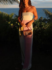 Summer Chest-Wrapped Printed Floor-Length Maxi Dress Newgew Dresses