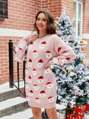 Santa Claus Embroidered Sweater Mini Dress Newgew Dresses