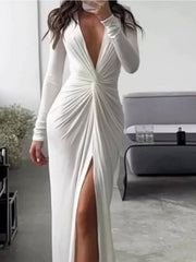 V Neck Long Sleeve Maxi Dress Newgew Dresses