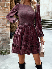 Round Neck Casual Velvet Mini Dress Newgew Dresses