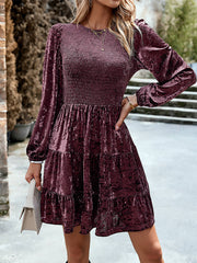 Round Neck Casual Velvet Mini Dress Newgew Dresses