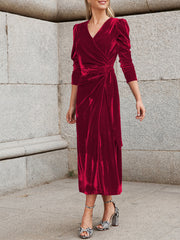 French Elegance Velvet Midi Dress Newgew Dresses
