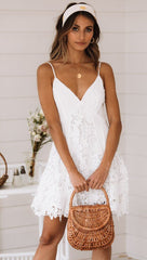 Lace Backless White Short Slip Dress Newgew Dresses