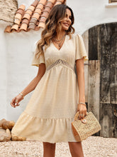 Solid Color V-neck Ruffle Sleeve Dress Newgew Dresses