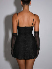 Pixie Mini Dress - Black Sparkle Newgew Dresses