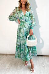 Painted Inspiration Floral Balloon Sleeves Maxi Dress Newgew Dresses