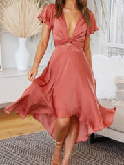 Sage Satin Maxi Wrap Dress: Twist-Front Cutout Newgew Dresses