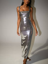 Sequin Cut Out Maxi Dress - Silver Newgew Dresses