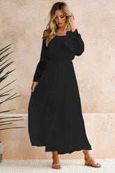 Shoulder Maxi Dress: Embroidered Off Lace Flared Sleeve Newgew Dresses