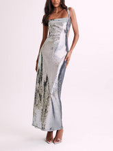 Sequin Cut Out Maxi Dress - Silver Newgew Dresses