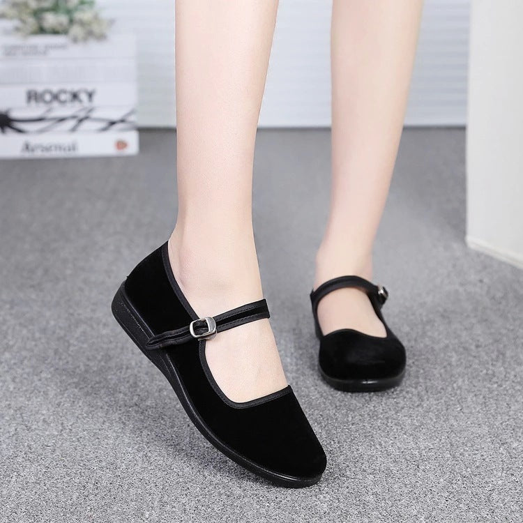 Women's Cloth Flat Soft Bottom Comfortable Belt Canvas Shoes Newgew