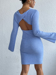 Backless Solid Knit Sweater Dress Newgew Dresses