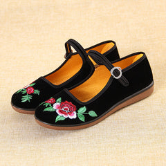 Women's Flat Black Soft Bottom Dance Hotel Canvas Shoes Newgew