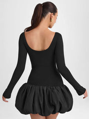 Elegant U-Neck Colorblock Dress Newgew Dresses