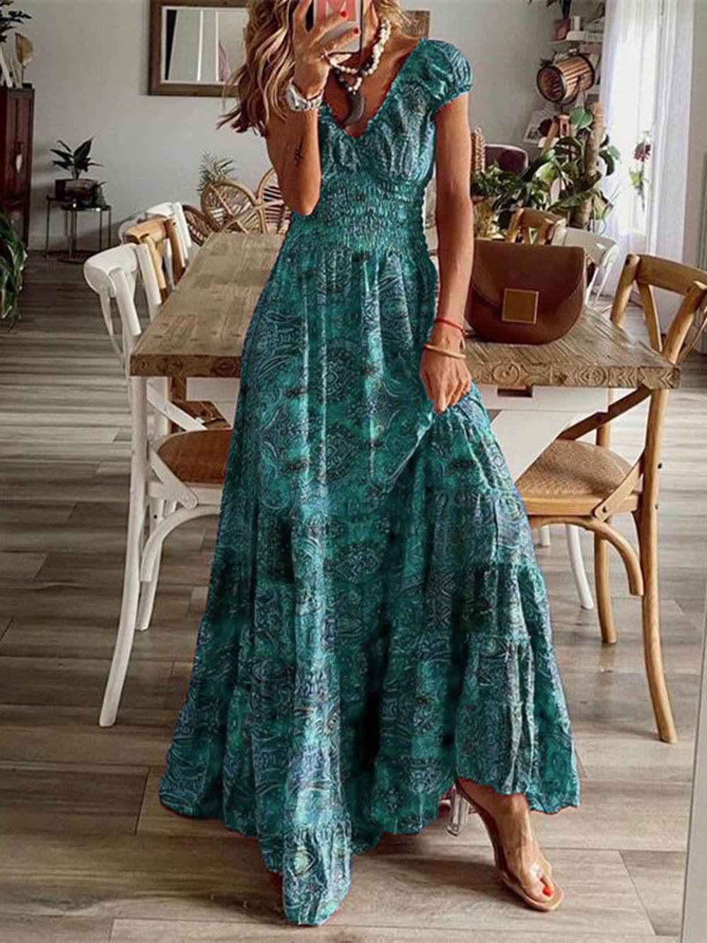 Bohemian Waisted Floral Print Dress Newgew Dresses