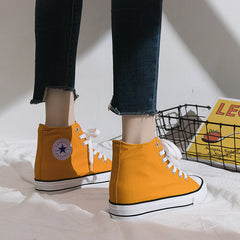 Women's Elevated Korean Versatile Cloth Black Board Canvas Shoes Newgew