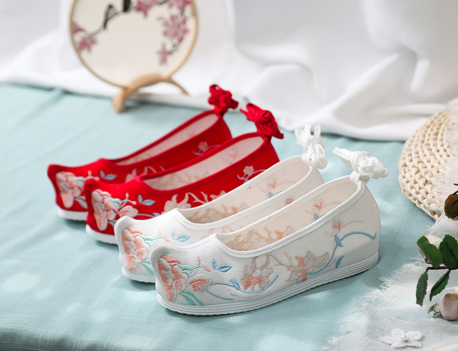 Classy Height Increasing Insole Bow Antique Canvas Shoes Newgew