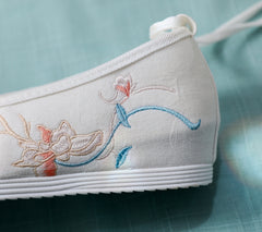 Classy Height Increasing Insole Bow Antique Canvas Shoes Newgew