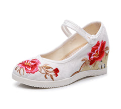 Women's Jacquard Cotton Ethnic Style Embroidered Height Canvas Shoes Newgew
