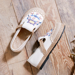 Mori Fresh Shallow Mouth Pumps Handicraft Sewing Canvas Shoes Newgew