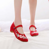Women's Spring Ethnic Style Embroidered Height Increasing Canvas Shoes Newgew