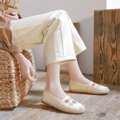Women's Linen Embroidered Cloth Simple And Breathable Canvas Shoes Newgew