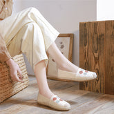 Women's Linen Embroidered Cloth Simple And Breathable Canvas Shoes Newgew