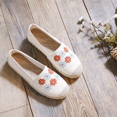 Women's Linen Embroidered Cloth Simple And Breathable Canvas Shoes Newgew
