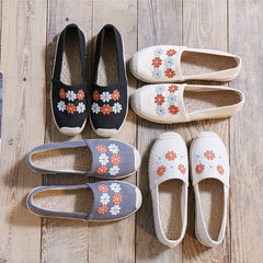 Women's Linen Embroidered Cloth Simple And Breathable Canvas Shoes Newgew