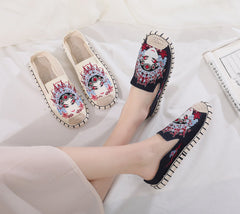 Innovative Ethnic Style Embroidered Bottom Pumps Canvas Shoes Newgew