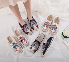 Innovative Ethnic Style Embroidered Bottom Pumps Canvas Shoes Newgew