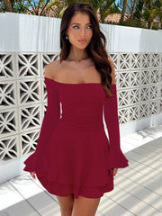 Off-Shoulder Bell-Sleeve Dress Newgew Dresses