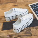 Women's Bottom Height Increasing Korean Style Low Canvas Shoes Newgew