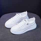 Women's White Spring Breathable Korean Style Heightened Canvas Shoes Newgew