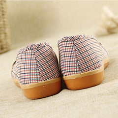 Women's Plastic Soles Plaid Round Toe Women's Shoes Newgew