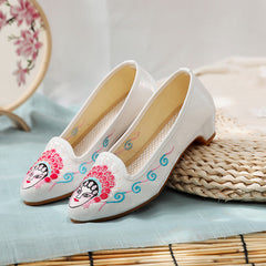Women's Style Embroidered Height Increasing Insole Tendon Canvas Shoes Newgew
