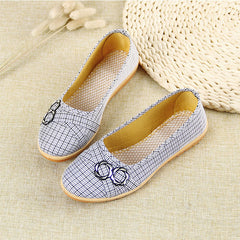 Women's Plastic Soles Plaid Round Toe Women's Shoes Newgew