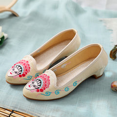 Women's Style Embroidered Height Increasing Insole Tendon Canvas Shoes Newgew