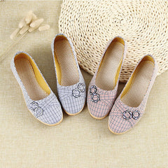 Women's Plastic Soles Plaid Round Toe Women's Shoes Newgew