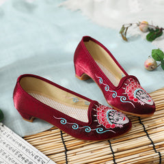 Women's Style Embroidered Height Increasing Insole Tendon Canvas Shoes Newgew