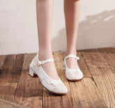 Women's Spring Mid Ethnic Style Ancient Chinese Heels Newgew