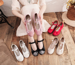 Women's Spring Mid Ethnic Style Ancient Chinese Heels Newgew