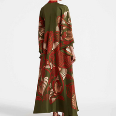 Magnifico Printed Maxi Dress - Dark Green Newgew Dresses
