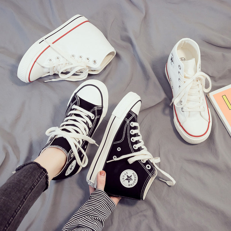 Women's Summer Thick Bottom Height Increasing Insole Canvas Shoes Newgew