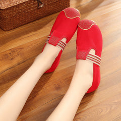 Women's Elegant Ethnic Style Tendon Bottom Height Increasing Canvas Shoes Newgew