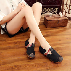 Women's Elegant Ethnic Style Tendon Bottom Height Increasing Canvas Shoes Newgew
